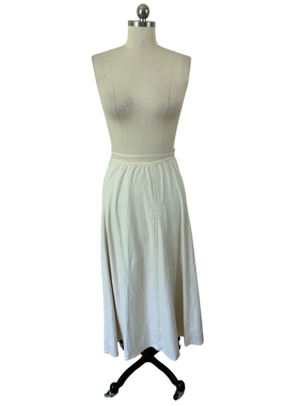 WHBM Minimalist Faux Suede Midi Skirt Womens 8 Cream Quiet Luxury EffortlessChic
